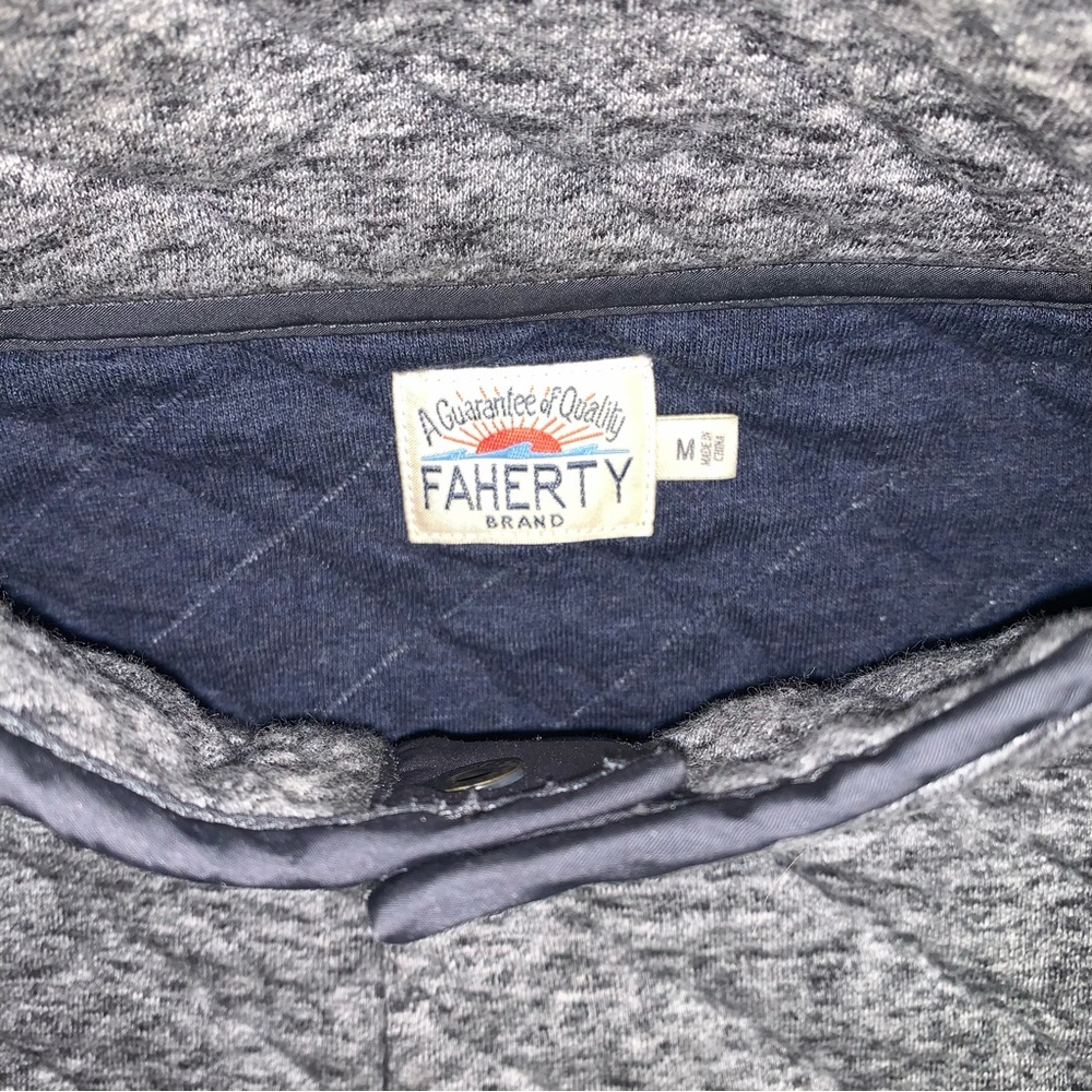 FAHERTY Mens Medium Epic Quilted Fleece Pullover Carbon Melange Long Sleeve Prep - Picture 8 of 13